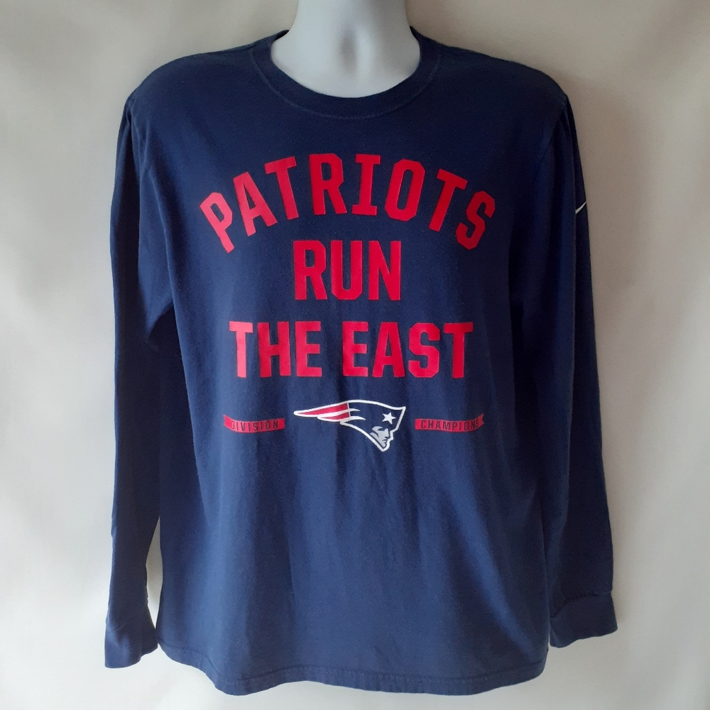 New England Patriots mens navy long-sleeve t-shirt